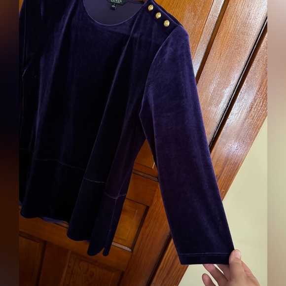 Lauren Ralph Lauren Purple Velvet Tunic Top Size XL - Picture 5 of 11